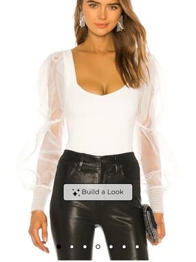 Sheer Puff-Sleeve White Bodysuit Top